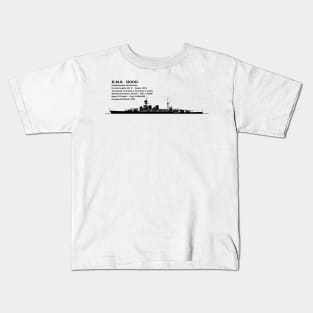 H.M.S. Hood British Battleship Silhouette Infographic Diagram Kids T-Shirt